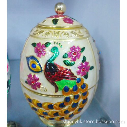 Znic Alloy Peacock Enamelled Handmade Metal Food Packaging Box